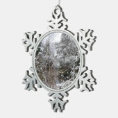 Besneeuwde Bomen Tin Sneeuwvlok Ornament (Rechts)