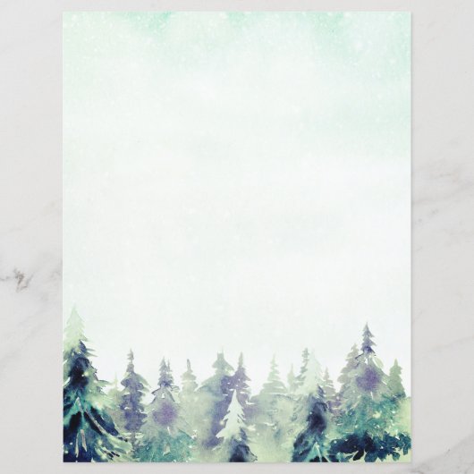 Besneeuwde bomen winter Kerstmis briefpapier (Voorkant)