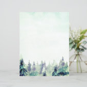 Besneeuwde bomen winter Kerststationery papier (Staand voorkant)
