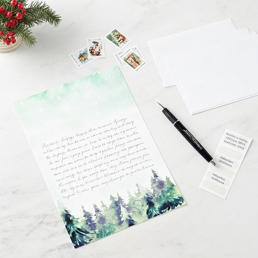 Besneeuwde bomen winter Kerststationery papier