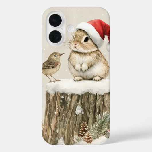 Besneeuwde bos winter bos kerst konijn vogel Case-Mate iPhone case (Achterkant)