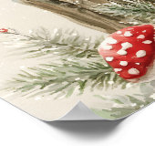 Besneeuwde bos winter bos kerst konijn vogel  poster (Hoek)