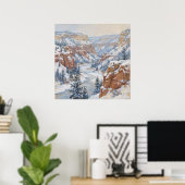 Besneeuwde Canyon - Pastel Schilderstijl Poster (Thuiskantoor)