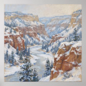 Besneeuwde Canyon - Pastel Schilderstijl Poster (Voorkant)