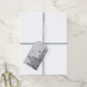 Besneeuwde den, Scandinavische Kerstsfeer Cadeaulabel (Met Touw)