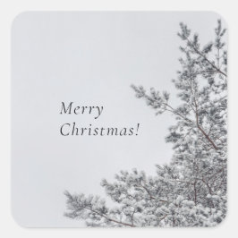 Besneeuwde den, Scandinavische Kerstsfeer Vierkante Sticker