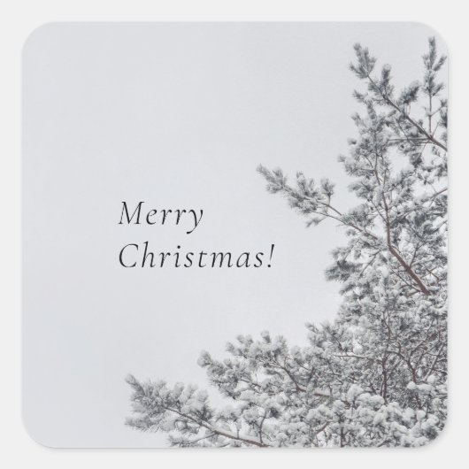 Besneeuwde den, Scandinavische Kerstsfeer Vierkante Sticker (Voorkant)