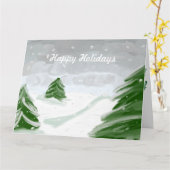 Besneeuwde dennenboomdag kaart (Gele Bloem)