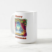 besneeuwde feestelijke etalage koffiemok (Voorkant links)