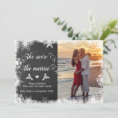 Besneeuwde foto Kerstmis zwangerschap aankondiging (Staand voorkant)