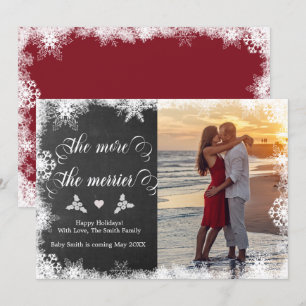 Besneeuwde foto Kerstmis zwangerschap aankondiging