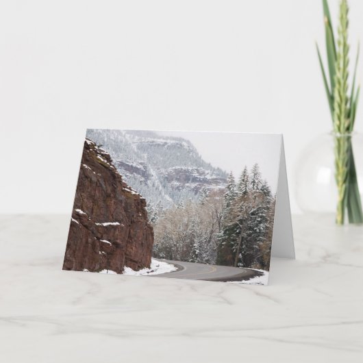 besneeuwde gebogen weg feestdagen kaart (Voorkant)