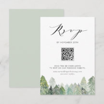 Besneeuwde Groene Bos QR-code Winter Huwelijk
