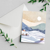 besneeuwde heuvel | Waterverf Winter Briefkaart