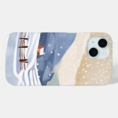 besneeuwde heuvel | Waterverf Winter Case-Mate iPhone Case (Achterkant (horizontaal))