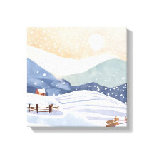 Besneeuwde Heuvelhelling | Waterverf Winter