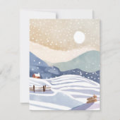 Besneeuwde Heuvelhelling | Waterverf Winter Feestdagenkaart (Voorkant)