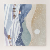 Besneeuwde Heuvelhelling | Waterverf Winter Legpuzzel (Horizontaal)