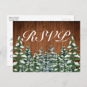 Besneeuwde hout & bos land dennen RSVP uitnodiging (Voorkant / Achterkant)
