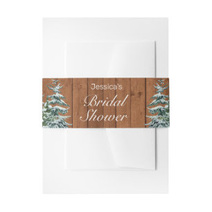 Besneeuwde hout- en bosland dennenbruiloftsdouche uitnodigingen wikkel