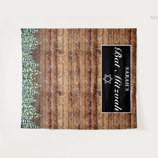 Besneeuwde houten & bos Bar Mitzvah-foto-achtergro Wandkleed (Voorkant (horizontaal))
