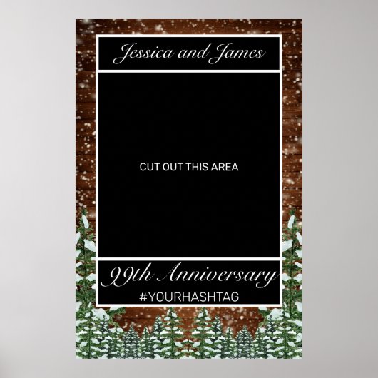 Besneeuwde houten & bosland anniversarium foto pro poster (Voorkant)