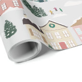 Besneeuwde huizen cadeaupapier (Rol Hoek)