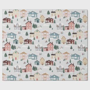 Besneeuwde huizen cadeaupapier