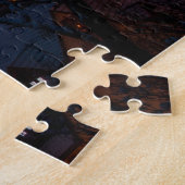 Besneeuwde huizen landschap legpuzzel (Zijkant)