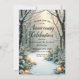 Besneeuwde Kaarsverlichte Bevroren Coniferen Kaart