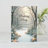 Besneeuwde Kaarsverlichte Bevroren Coniferen Kaart (Staand voorkant)