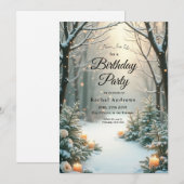 Besneeuwde Kaarsverlichte Bevroren Coniferen Kaart (Voorkant / Achterkant)