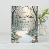 Besneeuwde Kaarsverlichte Bevroren Coniferen Kaart (Staand voorkant)