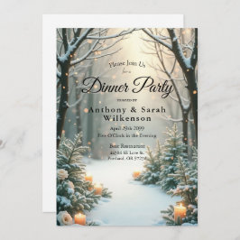 Besneeuwde Kaarsverlichte Bevroren Coniferen Kaart