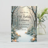 Besneeuwde Kaarsverlichte Bevroren Groene Bomen Kaart (Staand voorkant)