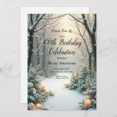 Besneeuwde Kaarsverlichte Bevroren Groene Bomen Kaart (Voorkant / Achterkant)