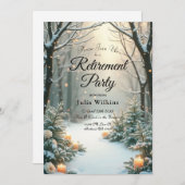 Besneeuwde Kaarsverlichte Bevroren Groene Conifere Kaart (Voorkant / Achterkant)