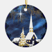 Besneeuwde Kerk Vintage Kerst Ornament (Voorkant)