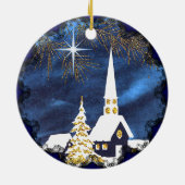 Besneeuwde Kerk Vintage Kerst Ornament (Achterkant)
