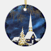 Besneeuwde Kerk Vintage Kerst Ornament (Voorkant)