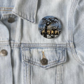Besneeuwde Kerkhof Sfeer Ronde Button 5,7 Cm (In situ)