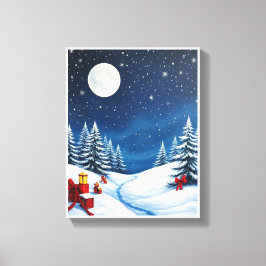 Besneeuwde Kerst Winter Wonderland Canvas Afdruk