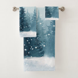 Besneeuwde Kerstbomen  Bad Handdoek