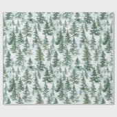 Besneeuwde Kerstbomen Cadeaupapier (Vlak)