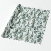 Besneeuwde Kerstbomen Cadeaupapier (Uitgerold)