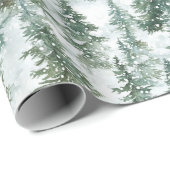Besneeuwde Kerstbomen Cadeaupapier (Rol Hoek)