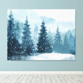 Besneeuwde Kerstbomen  Canvas Afdruk (Insitu (Houten vloer))