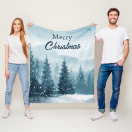 Besneeuwde Kerstbomen Fleece Deken