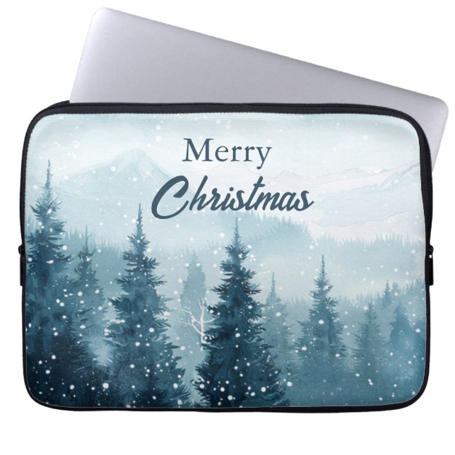 Besneeuwde Kerstbomen  Laptop Sleeve (Voorkant)