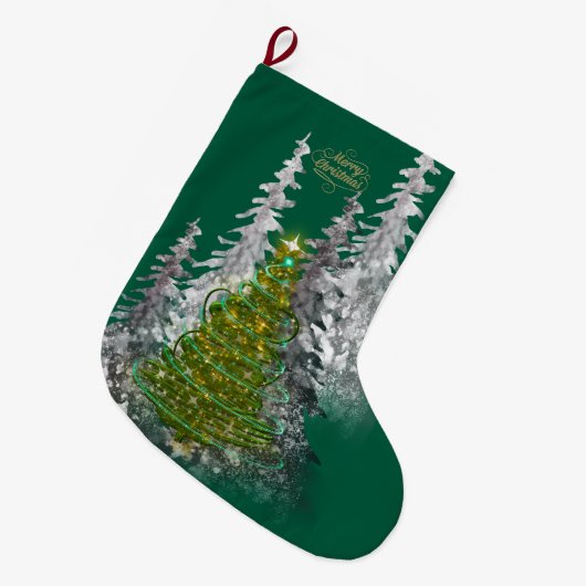 Besneeuwde Kerstboom Kerstsokken (Voorkant (Hangend))